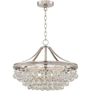 Vienna Full Spectrum Wohlfurst Brushed Nickel Pendant Chandelier 20 1/4" Wide Clear Crystal 5-Light Fixture for Dining Room House Foyer Kitchen Island