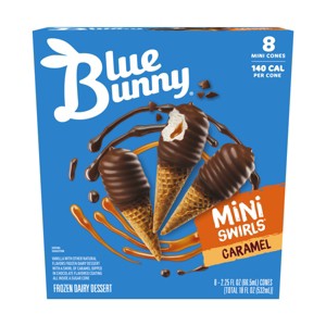 Blue Bunny Caramel Mini Swirl Ice Cream Cones - 18oz/8ct - 1 of 4