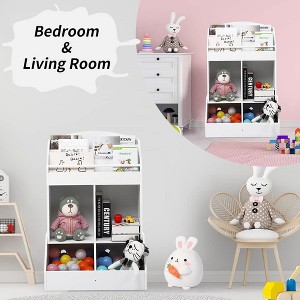3-Tier Wooden Kids' Toy Organizer & Bookshelf - 4-Room Storage System - 1 of 4