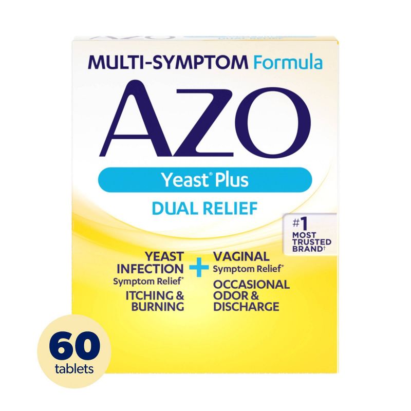 AZO Yeast Plus Dual Relief, Yeast Infection + Vaginal Symptom Relief - 60ct, 1 of 10