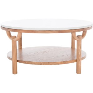 Puck Marble Top Round Coffee Table - SFV2305 - Safavieh Couture - 1 of 4