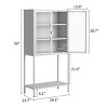 Modern Metal Storage Cabinet with Adjustable Shelves and Glass Doors, 59 in Tall Display for Kitchen or Home Office White-3irtyhousy - 4 of 4