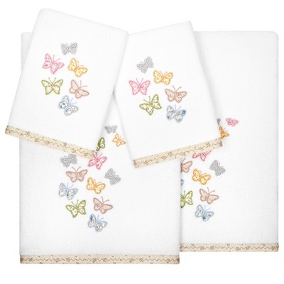Linum Home Textiles 100% Turkish Cotton MARIPOSA Embellished Towel Set
