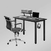Computer Desk with Stand Black -Techni Mobili: Modern Workstation, Open Storage Shelf, Steel Frame - 2 of 4