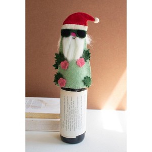 Felt Bottle Topper Cool Santa Christmas Decor 8"Tall by Kalalou - 1 of 4