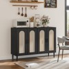 Jojoka Modern Rattan Sideboard, 4-Door Buffet Cabinet with Power Outlet & Adjustable Shelves, Versatile Storage for Dining Room, Kitchen, or Hallway - 4 of 4