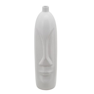 Sagebrook Home 18" Ceramic Face Vase - Ceramic Table Decor, Rustic Decorative Centerpiece For Home, Wedding, Office Decor - White Vase Decor - 1 of 4