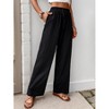 Women's High Waist Wide Leg Pants Elastic Drawstring Trousers with Pockets Lounge Pants - 4 of 4