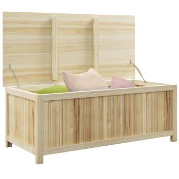 Outsunny Wooden Outdoor Storage Box, 45.5 Gallon Deck Box for Patio, Pool, Balcony, Porch