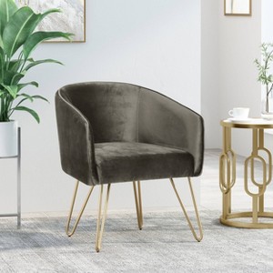 Grelton Modern Glam Velvet Club Chair with Hairpin Legs - Christopher Knight Home - 1 of 4