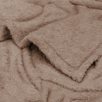 Cozy Sherpa Fleece Throw Blanket in Taupe - Lightweight & Machine Washable