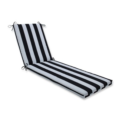 Photo 1 of 80" x 23" x 3" Cabana Stripe Chaise Lounge Outdoor Cushion Black - Pillow Perfect