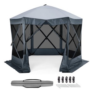 Pop Up Gazebo Tents, Heavy Duty Steel Frame & UV Block Canopy, 6-Sided Screen Tent with Carry Bag - 1 of 4