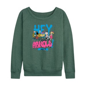 Women's - Hey Arnold! - Arnold Spray Paint 96 Lightweight French Terry Wide Neck Long Sleeve Shirt - 1 of 4