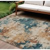 Beige And Teal Blue Abstract Washable Indoor Outdoor Area Rug - 2 of 4