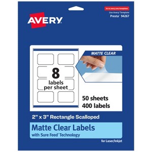 Avery Matte Clear Labels,  2" x 3" Rectangle Scalloped - 1 of 4