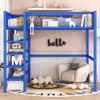 Loft Bed with 4-Tier Shelves, Metal Bedframe with Storage Shelf and Grid Guardrail for Adults Teens Kids - 3 of 4