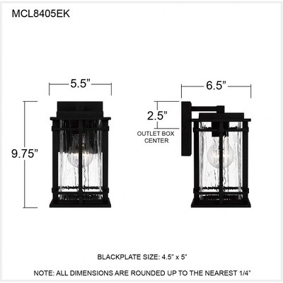 Black Aluminum Dimmable Outdoor Wall Lantern with Textured Glass
