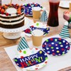 Hachikiko Colorful Dots Happy Birthday Party Plates, 100 Pack Blue and Rainbow Dots Paper Dinner Dessert Plates, Disposable Party Decorations - 3 of 4