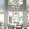 BAOURE 8-Rings D35.4’’ Modern LED Chandelier Black Dimmable High Ceiling Chandeliers Foyer with Remote Control for Staircase Entryway Living Room - 4 of 4