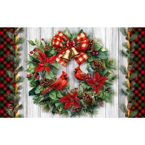 Briarwood Lane Winter Christmas Doormat 30x18 Indoor Outdoor Cardinal Wreath For Christmas Doormat - 1 of 4
