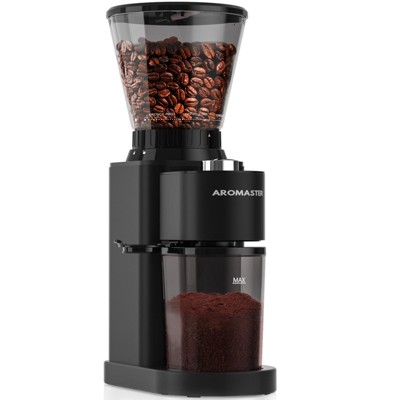 Aromaster Burr Coffee Grinder, Coffee Bean Grinder,Stainless Steel Coffee Grinder Electric, Dishwasher-Safe Parts，24 Grind Setting black