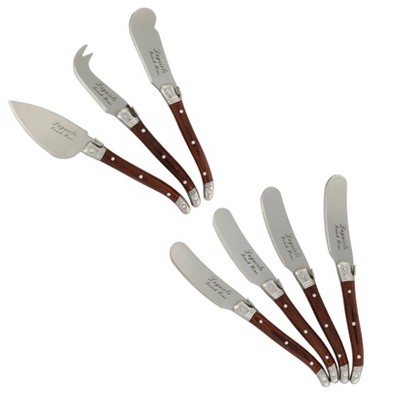7pc Stainless Steel Laguiole Pakkawood Cheese Knife Set Brown - French Home