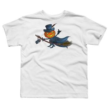 Boy's Design By Humans Halloween flying pumpkin By officegeekshop T-Shirt