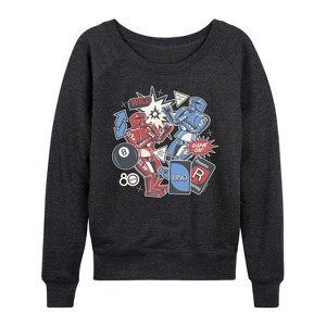 Women's - Mattel - Keepin It Classic Lightweight French Terry Wide Neck Long Sleeve Shirt - 1 of 4