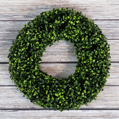 Nature Spring Artificial UV-Resistant Indoor/Outdoor Boxwood Wreath - 16.5"