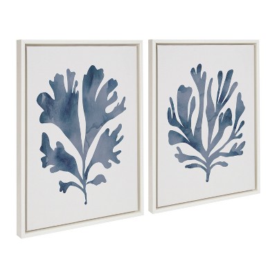 Sophisticated Blue Coral 18"x24" Framed Canvas Art Set