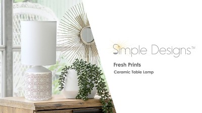 Gray Ceramic Cylinder Nightstand Lamp with White Fabric Shade