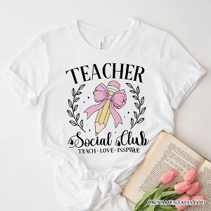 Teacher Social Club T-Shirt, White, Natural, and Black Tee for Stylish Educators| OrnamentallyYou - 1 of 4