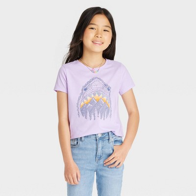 TargetGirls' 'Shark' Short Sleeve Graphic T-Shirt - Cat & Jack™ Lilac