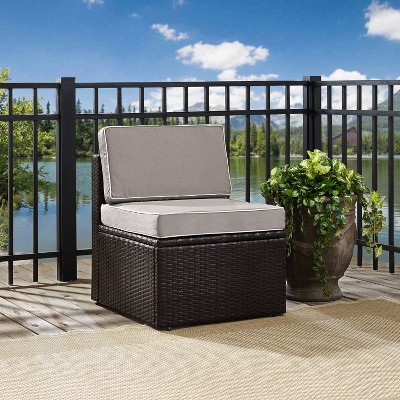 Palm Harbor Gray Outdoor Wicker Center Chair with Steel Frame