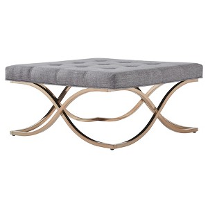 Fontaine Champagne Dimple Tufted X-Base Cocktail Ottoman Smoke - Inspire Q , Grey