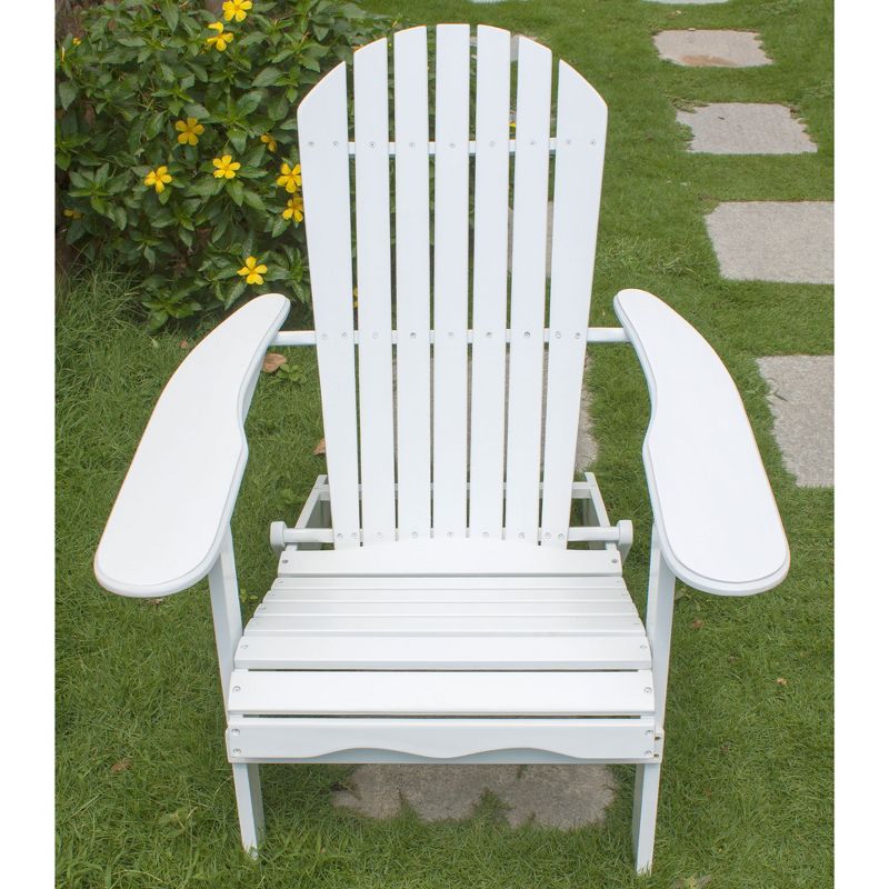 Northbeam Outdoor Garden Portable Foldable Wooden Adirondack Deck Chair with Easy to Fold Design, White, 4 of 7
