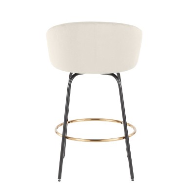 Claire 26" Swivel Counter Stools in Black Metal and Cream Velvet