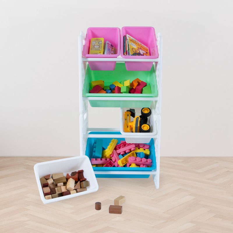 UNiPLAY Toy Organizer With 6 Removable Storage Bins and Block Play Panel, Multi-Size Bin Organizer, 5 of 10