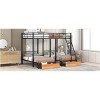 Streamdale Full Over Twin & Twin Bunk Bed, Metal Triple Bunk Bed with Drawers and Guardrails, Black - 4 of 4