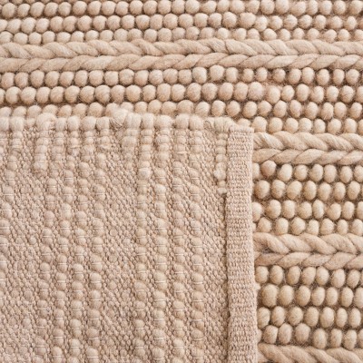 Beige Flat Woven Handmade Wool Area Rug