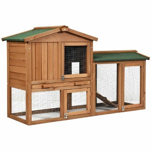 Costway 58'' Wooden Rabbit Hutch Large Chicken Coop Weatherproof Indoor Outdoor Use - 1 of 4