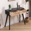 HOMLUX Rattan Console Table Entryway Side Table with 2 Rattan Drawers,Black/Natural - 2 of 4