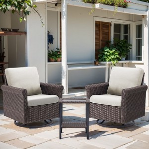 Buenhomino Outdoor Furniture Sets – Swivel Chairs & Tables, Handwoven Wicker, Steel Frames, Weather-Resistant Cushions for Patio, Balcony & Garden - 1 of 4