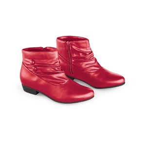 Collections Etc Faux Leather Scrunch Ankle Boots, Wide Width - 1 of 3