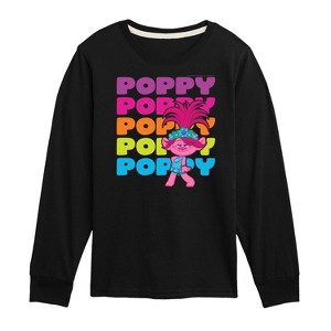 Boys' - Trolls - Poppy Stacked Name Long Sleeve Graphic T-Shirt - 1 of 4