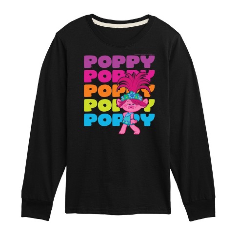 Boys' - Trolls - Poppy Stacked Name Long Sleeve Graphic T-Shirt - image 1 of 4