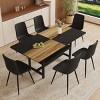 71" Modern Black Square Dining Table Set with Storage Shelf and 6 PU Upholstered Armless Chairs, Ideal for Kitchen or Apartment -3irtyhousy - 2 of 4