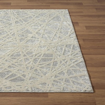 Gray and Beige Abstract Geometric 4x5 Area Rug