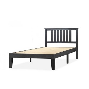 14" Marley Solid Wood Platform Bed with Paneled Headboard Black - Mellow - 1 of 4